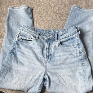American Eagle Outfitters Women's Light Blue Jeans- Mom Straight Jeans